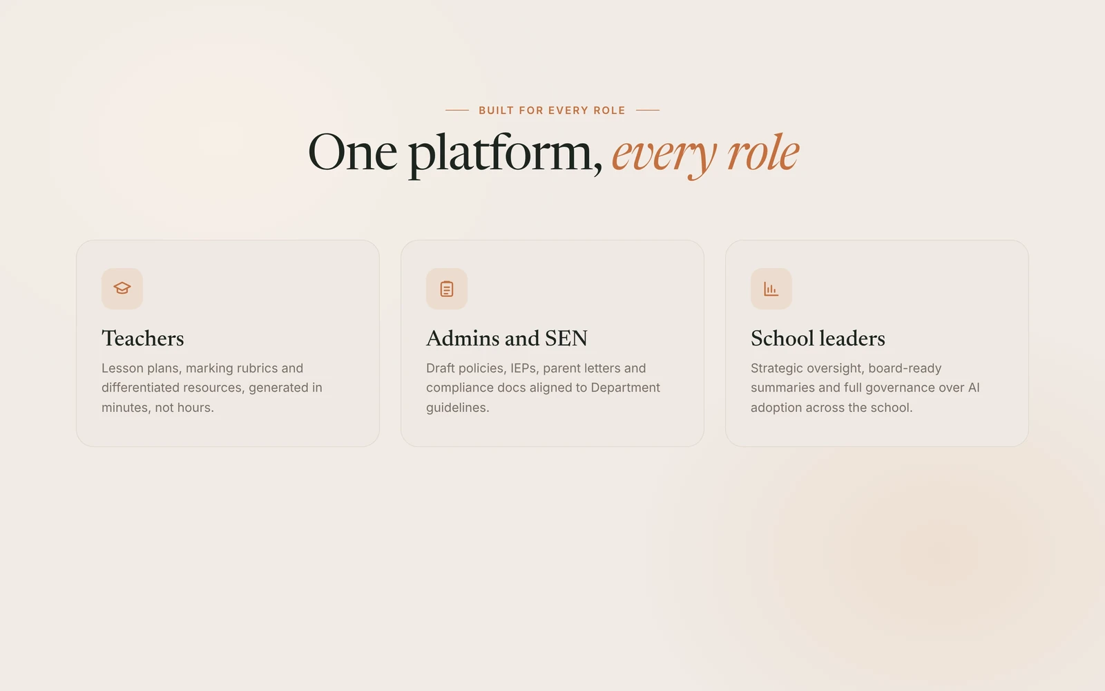 Tools for teachers, admins and SEN, and school leaders