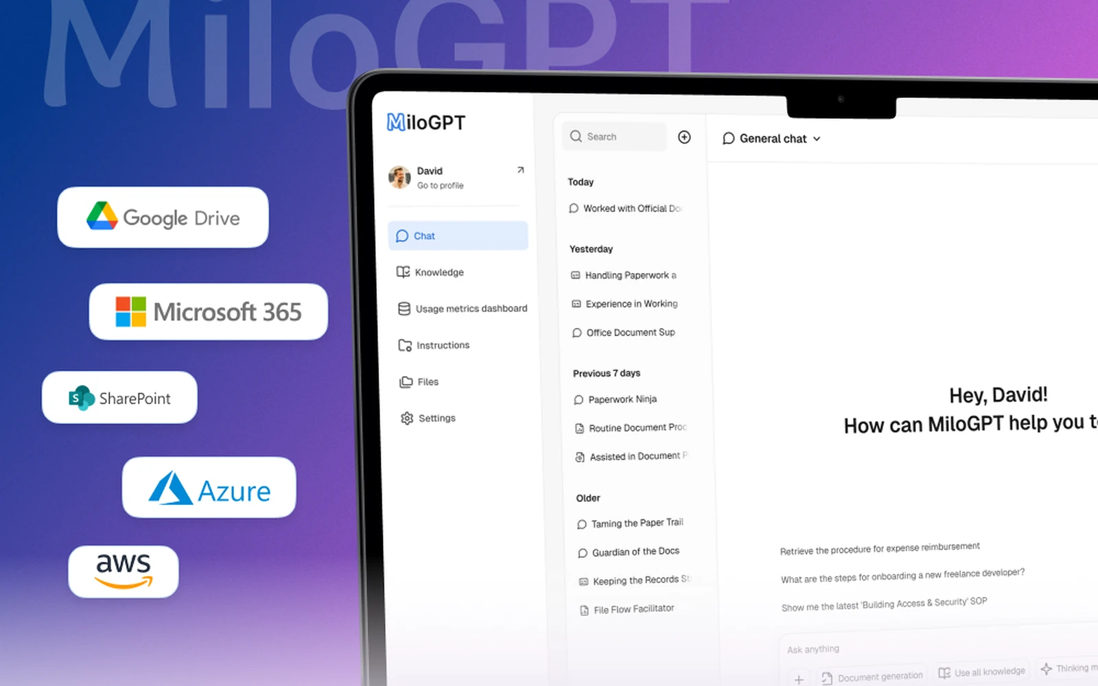 MiloGPT product screenshot