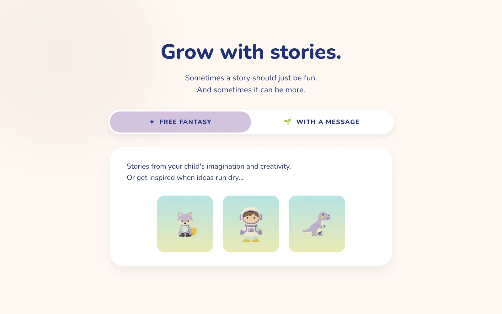 Palinoo story modes: free fantasy or stories with a message