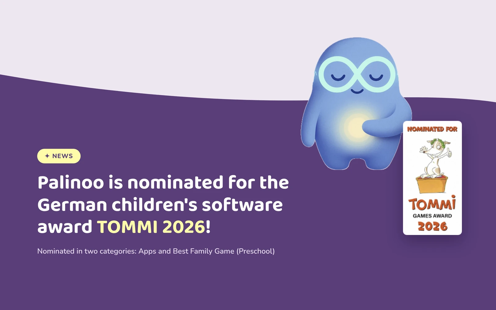 Palinoo nominated for the TOMMI 2026 children's software award